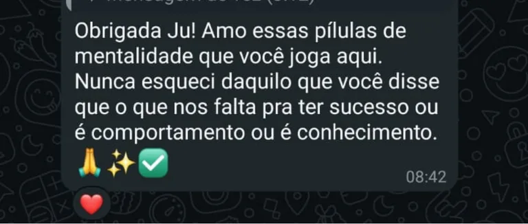 Depoimento de profissional no WhatsApp