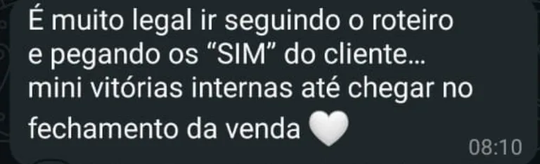Depoimento de profissional no WhatsApp