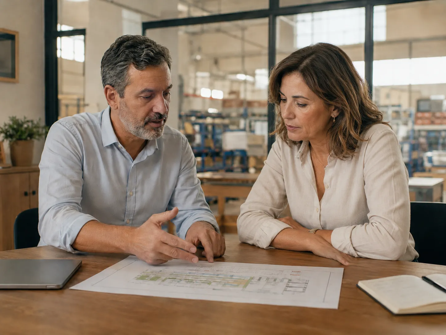 Reunião de diagnóstico estratégico em uma média empresa